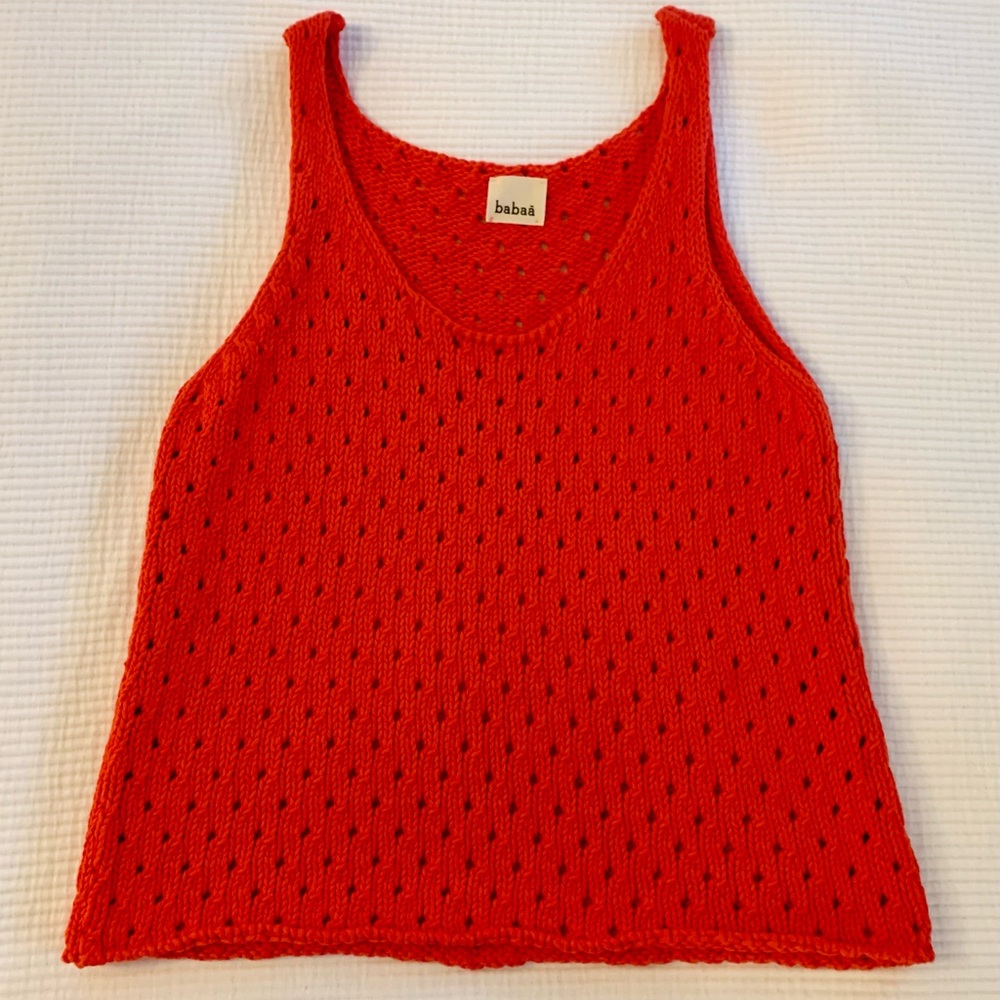 Babaa Red Sleeveless Scoop Neck Knit Tank